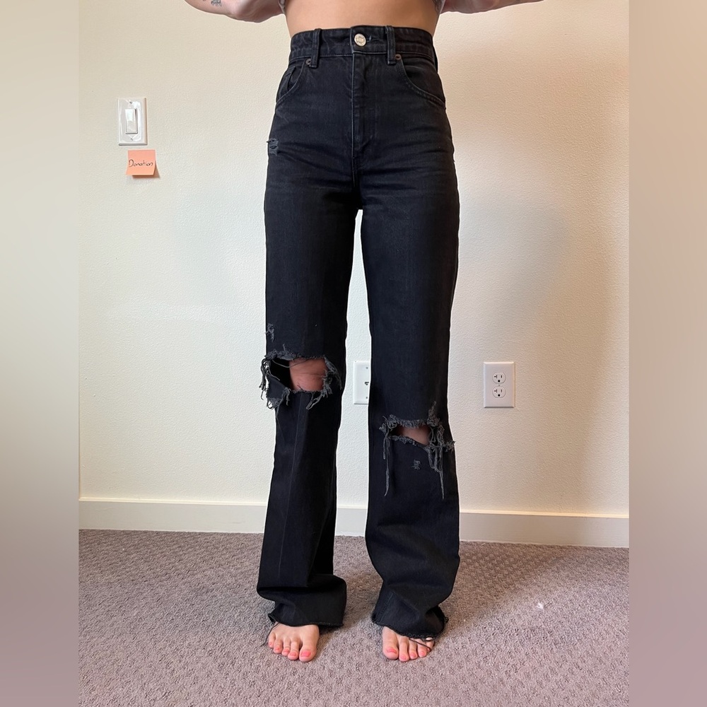 Zara wide leg black jeans